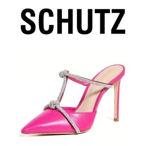 SCHUTZ  Women's Sylvie Heels Paradise Pink/Cristal 8 Medium US